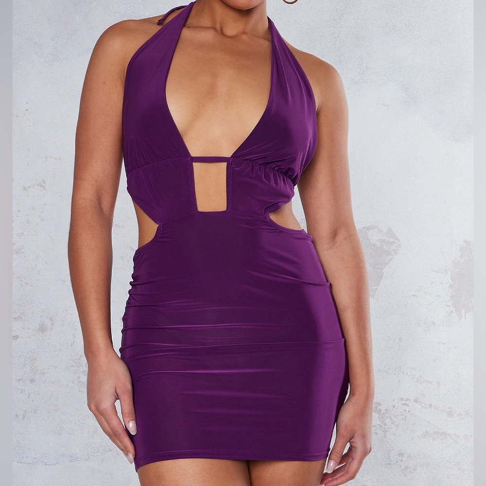 Elegant Purple Halter Dress
